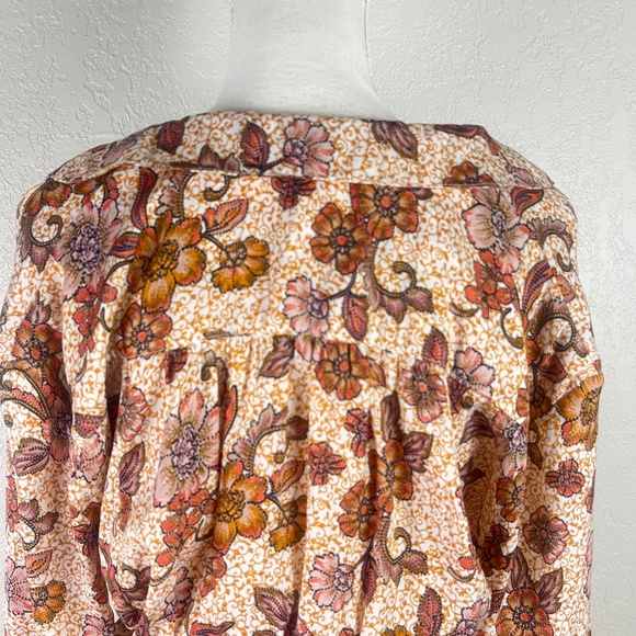 Free People Women’s I got you Printed Top Blouse Sz L Floral Long Sleeve - Picture 10 of 16